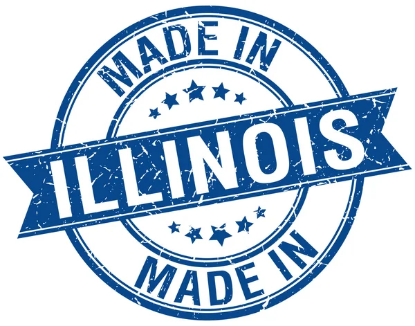Gemaakt in Illinois blauw ronde vintage stempel — Stockvector