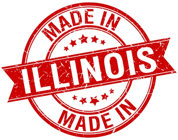 Fabriqué en Illinois timbre vintage rond rouge — Image vectorielle