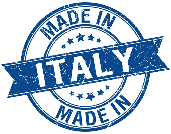 Wykonane we Włoszech niebieski okrągły vintage pieczęć — Wektor stockowy