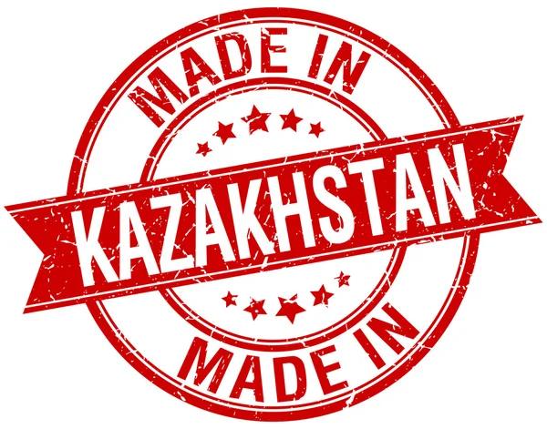 Gemaakt in Kazachstan rode ronde vintage stempel — Stockvector