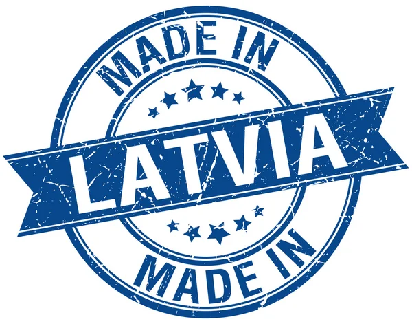 Feito na Letónia azul redondo selo vintage — Vetor de Stock