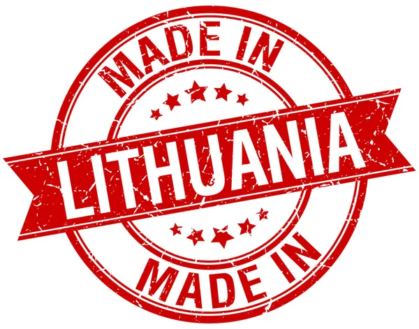 Fabriqué en Lituanie timbre vintage rond rouge — Image vectorielle