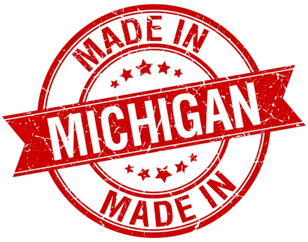 Michigan kırmızı yuvarlak vintage damga yapılan — Stok Vektör