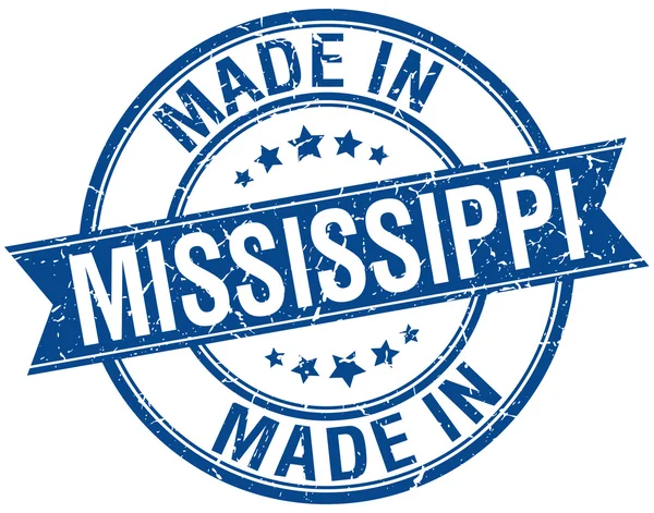 Făcute în Mississippi albastru rotund timbru vintage — Vector de stoc