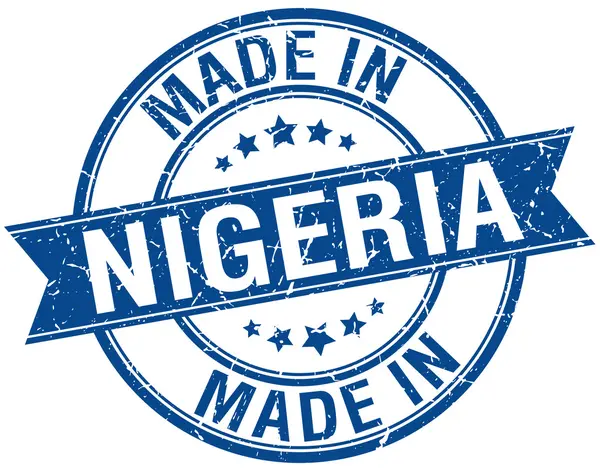 Made in Nigeria blue round vintage stamp — Stock Vector