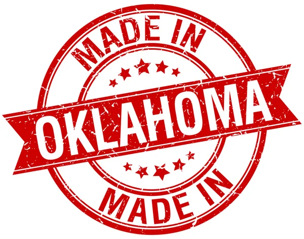 Gemaakt in Oklahoma rode ronde vintage stempel — Stockvector