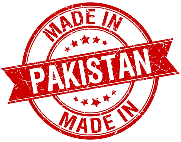 Pakistan kırmızı yuvarlak vintage damga yapılan — Stok Vektör