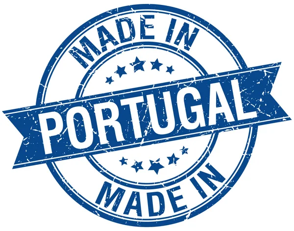 Gemaakt in Portugal blauwe ronde stempel van vintage — Stockvector