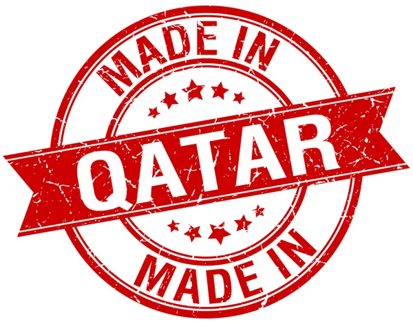 Vyrobené v Kataru červené kulaté razítko vintage — Stockový vektor