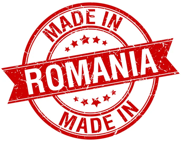 Romanya kırmızı yuvarlak vintage damga yapılan — Stok Vektör
