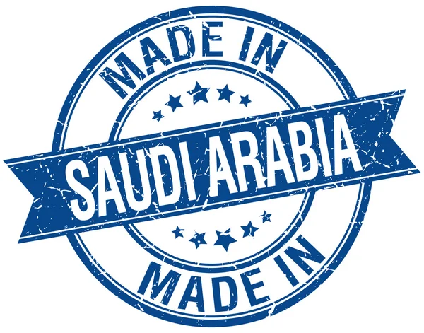 Wykonane w Arabii Saudyjskiej niebieski okrągły vintage pieczęć — Wektor stockowy