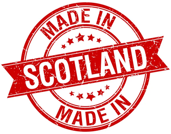 İskoçya kırmızı yuvarlak vintage damga yapılan — Stok Vektör