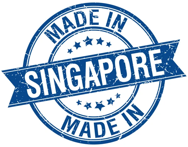 Hergestellt in Singapore blauen runden Vintage-Marke — Stockvektor