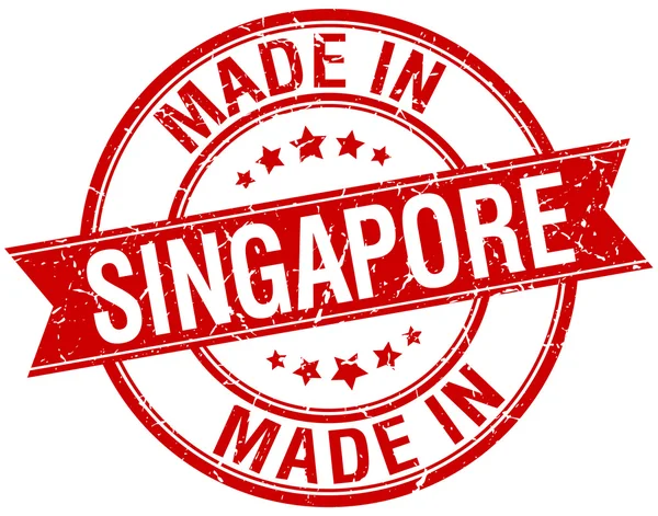 Gjort i Singapore röda runda vintage stämpel — Stock vektor