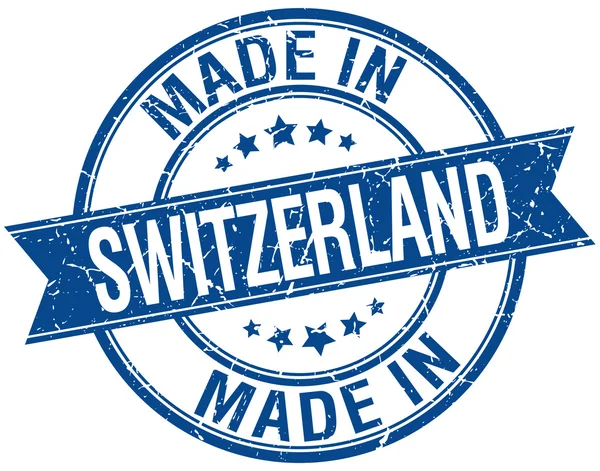 Made in Switzerland blue round vintage stamp — Stock Vector