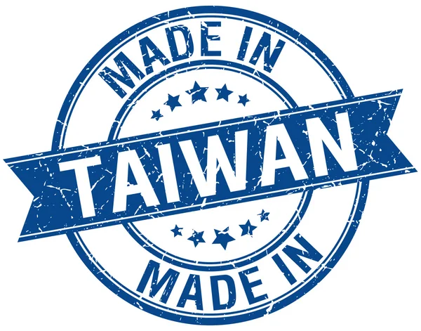 Made in Taiwan blauwe ronde stempel van vintage — Stockvector