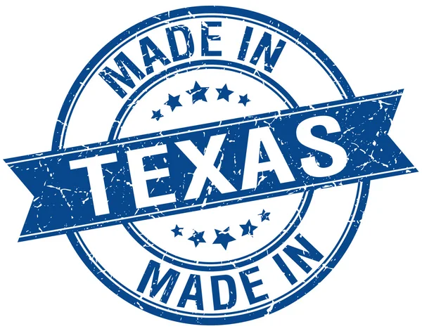 Feito em Texas azul redondo carimbo vintage — Vetor de Stock