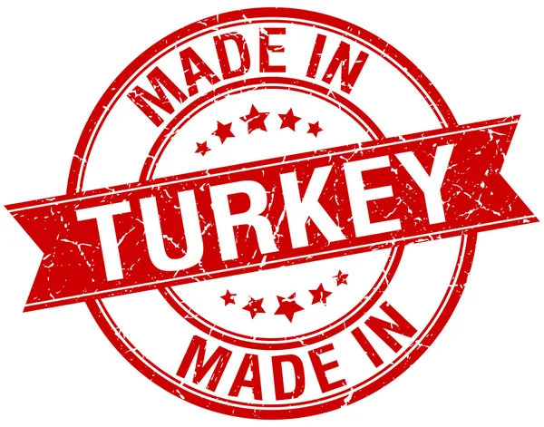 Türkiye'nin kırmızı yuvarlak vintage damga yapılan — Stok Vektör