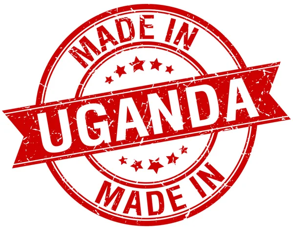 Made in Uganda red round vintage stamp — Stock Vector