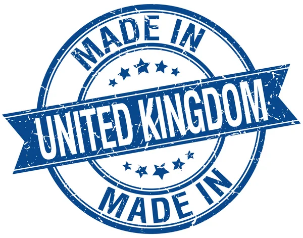 Feito em Reino Unido azul redondo carimbo vintage —  Vetores de Stock