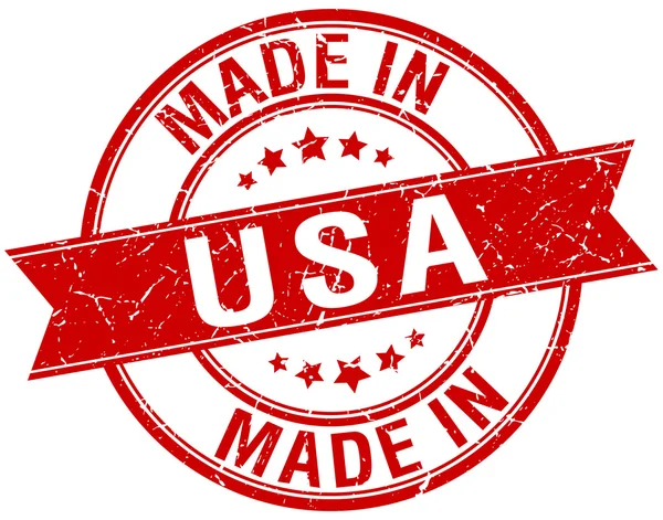 Κατασκευασμένο στις ΗΠΑ κόκκινη στρογγυλή σφραγίδα εκλεκτής ποιότητας — Διανυσματικό Αρχείο