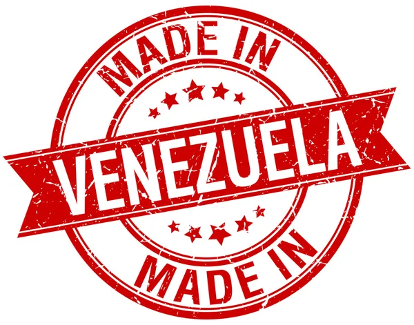 Gemaakt in Venezuela rode ronde vintage stempel — Stockvector