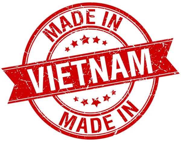 Hecho en Vietnam sello redondo rojo vintage — Archivo Imágenes Vectoriales