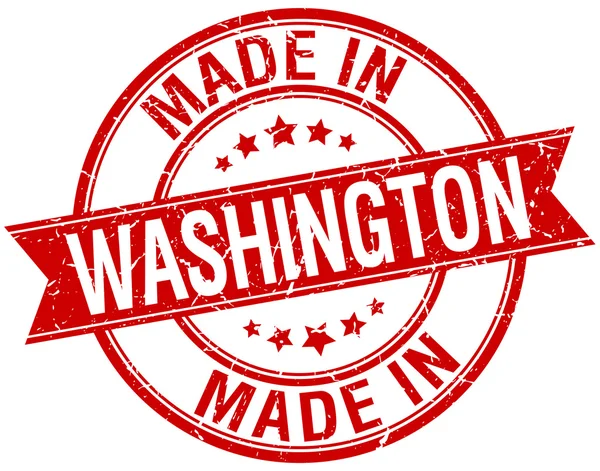 Сделанная в Вашингтоне красная круглая винтажная марка — стоковый вектор