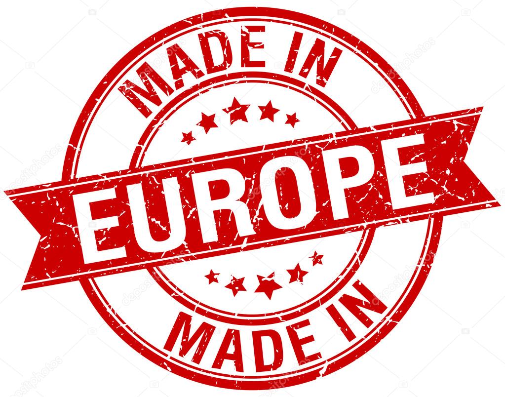 made in europe red round vintage stamp