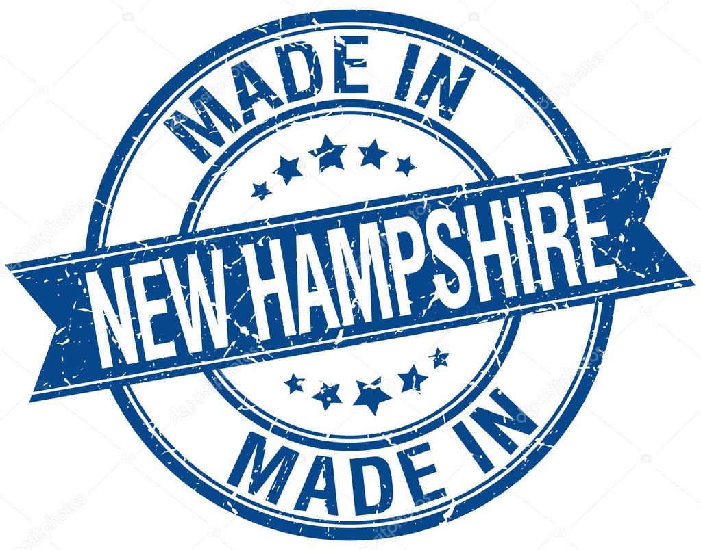 made in New Hampshire blue round vintage stamp