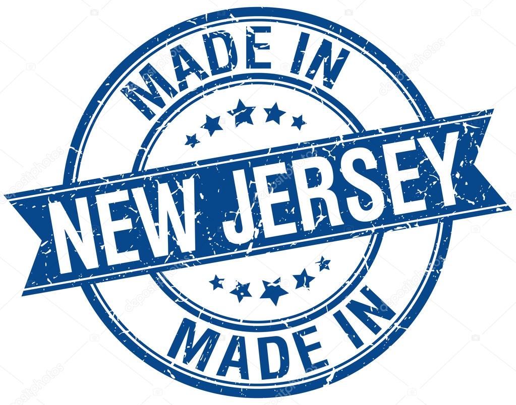 made in New Jersey blue round vintage stamp