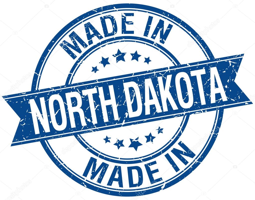made in North Dakota blue round vintage stamp