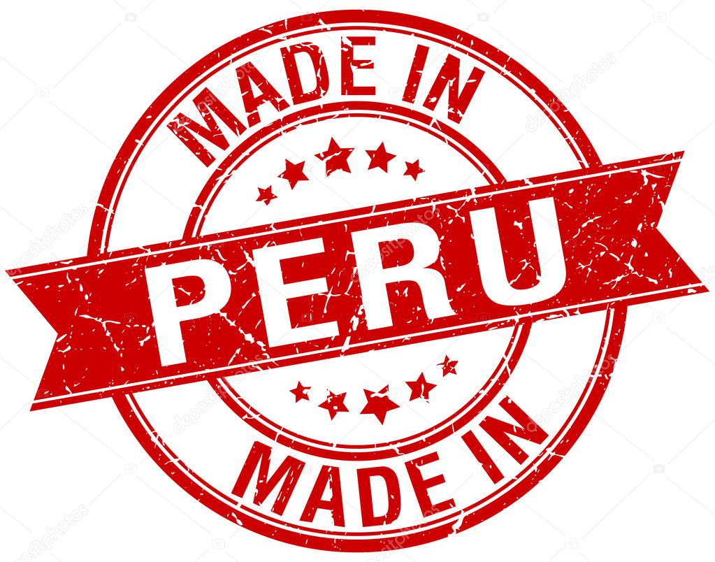 made in Peru red round vintage stamp