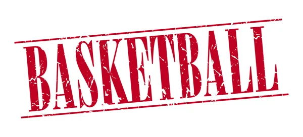 Basket-ball grunge rouge timbre vintage isolé sur fond blanc — Image vectorielle