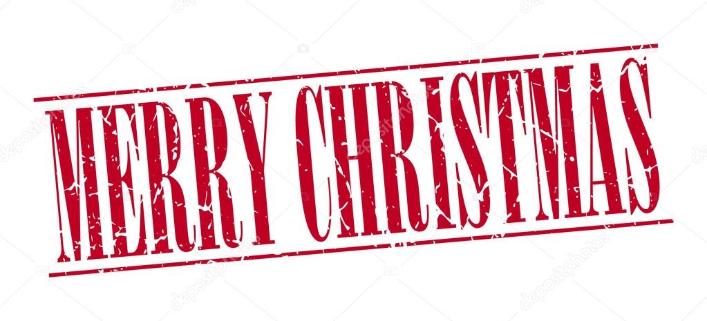 merry christmas red grunge vintage stamp isolated on white background