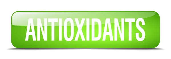Antioksidanlar yeşil 3d gerçekçi izole web düğme kare — Stok Vektör