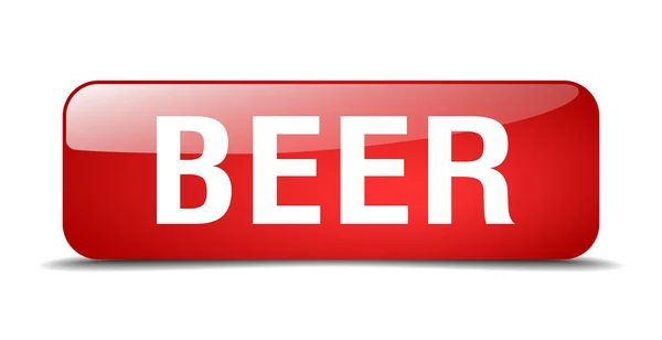 Bière rouge carré 3d réaliste isolé bouton web — Image vectorielle