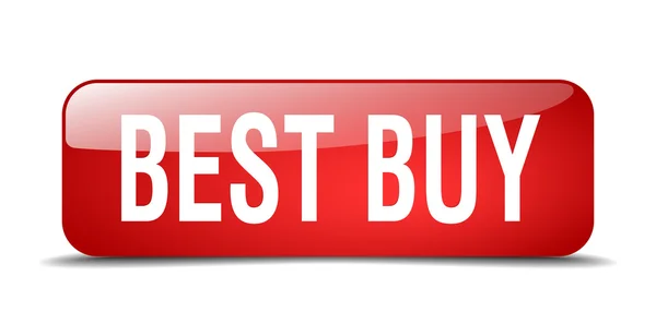 Mejor comprar rojo cuadrado 3d realista aislado botón web — Vector de stock