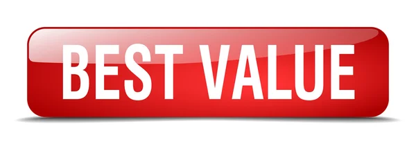Melhor valor vermelho quadrado 3d realista botão web isolado — Vetor de Stock