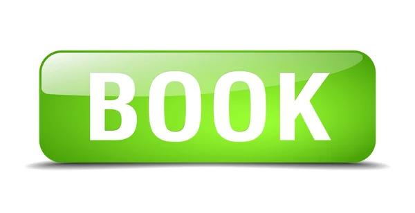 Book green square 3d realistic isolated web button — 图库矢量图片