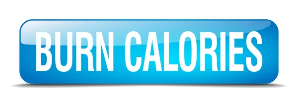 Burn calories blue square 3d realistic isolated web button — Stock Vector