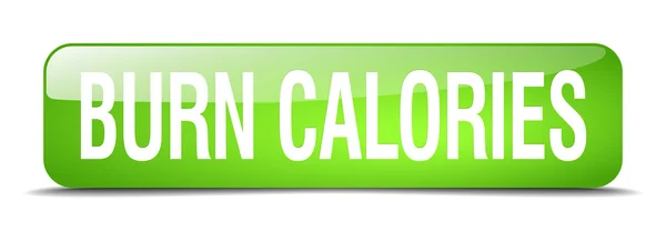 Burn calories green square 3d realistic isolated web button — Stock vektor