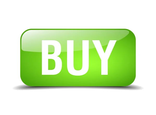 Comprar quadrado verde 3d realista botão web isolado —  Vetores de Stock