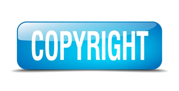 Copyright blue square 3d realistic isolated web button — Stock Vector