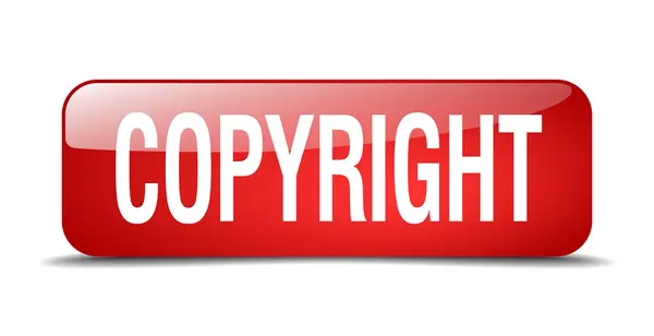 Copyright red square 3d realistic isolated web button — Stock Vector