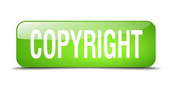 Copyright green square 3d realistic isolated web button — Stock Vector