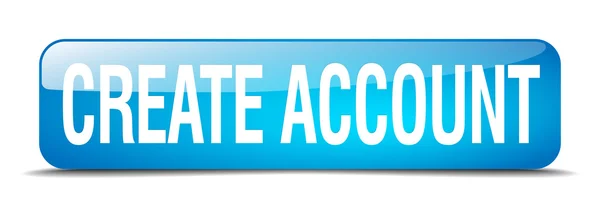 Create account blue square 3d realistic isolated web button — Stockvector