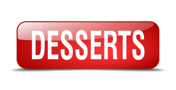 Desserts red square 3d realistic isolated web button — Stockvector