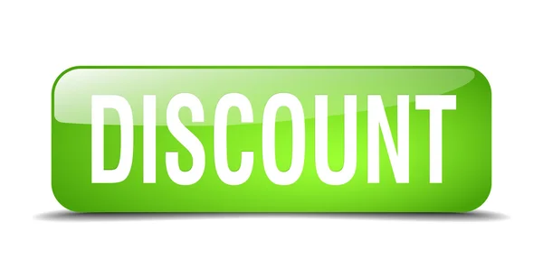 Discount green square 3d realistic isolated web button — Stok Vektör