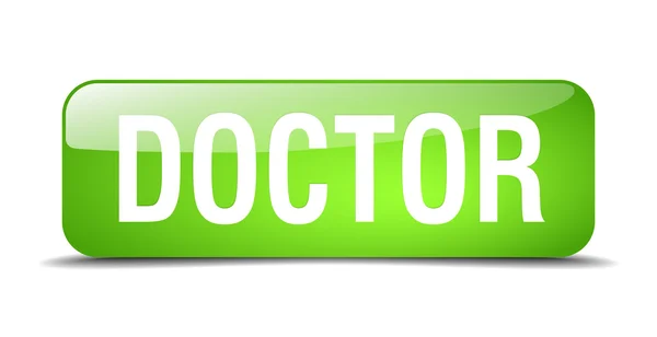 Doctor verde cuadrado 3d realista aislado botón web — Vector de stock
